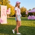 thumbnail image 4 of JULMCOMO Breast Cancer Awareness Shirts for Women I WON Pink Ribbon American Flag Gingham Cuff V Neck Graphic Tees Breast Cancer Loose Casual T Shirts White 2XL, 4 of 7