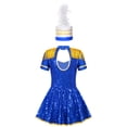 thumbnail image 2 of ZDHoor Girls Sequins Majorette Costume Mock Tassel Cap A Line Uniform Dress Royal Ringmaster Dress-up Royal Blue-A 8, 2 of 7