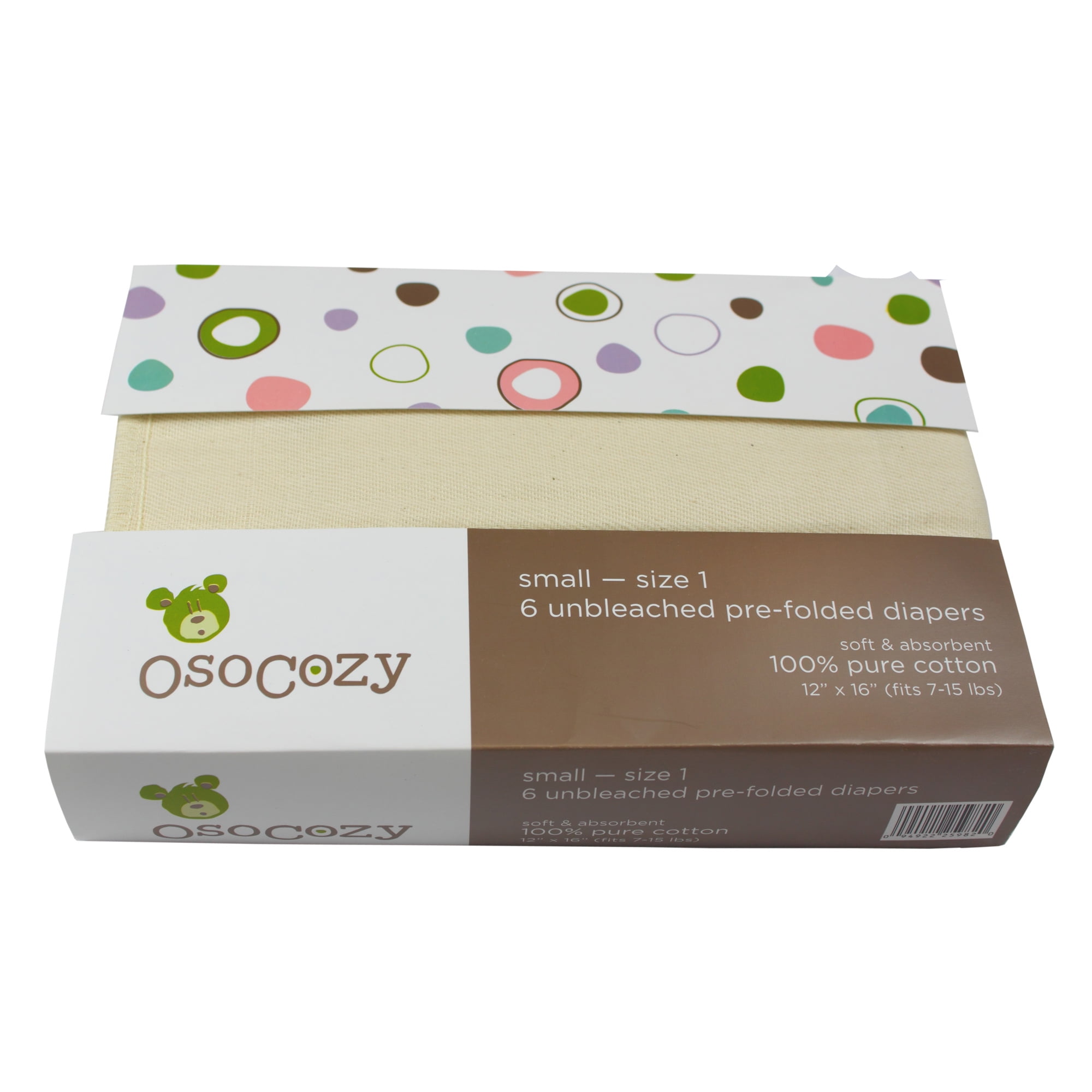 6 Pack Osocozy Two Sized Unbleached Fitted Diaper Size 1
