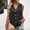 #352-Black, variant on Womens Chiffon V Neck Sleeveless Button Up Top Solid Color Loose Fit Casual Blouse for Daily Summer Gift