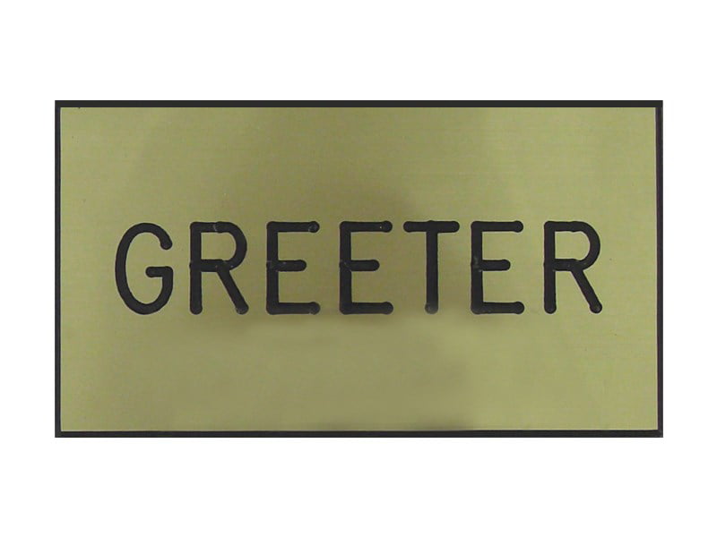 10 GOLD BLACK GREETER CHURCH EVENT NAME BADGE ROUNDED CORNERS MAGNET FASTENER 