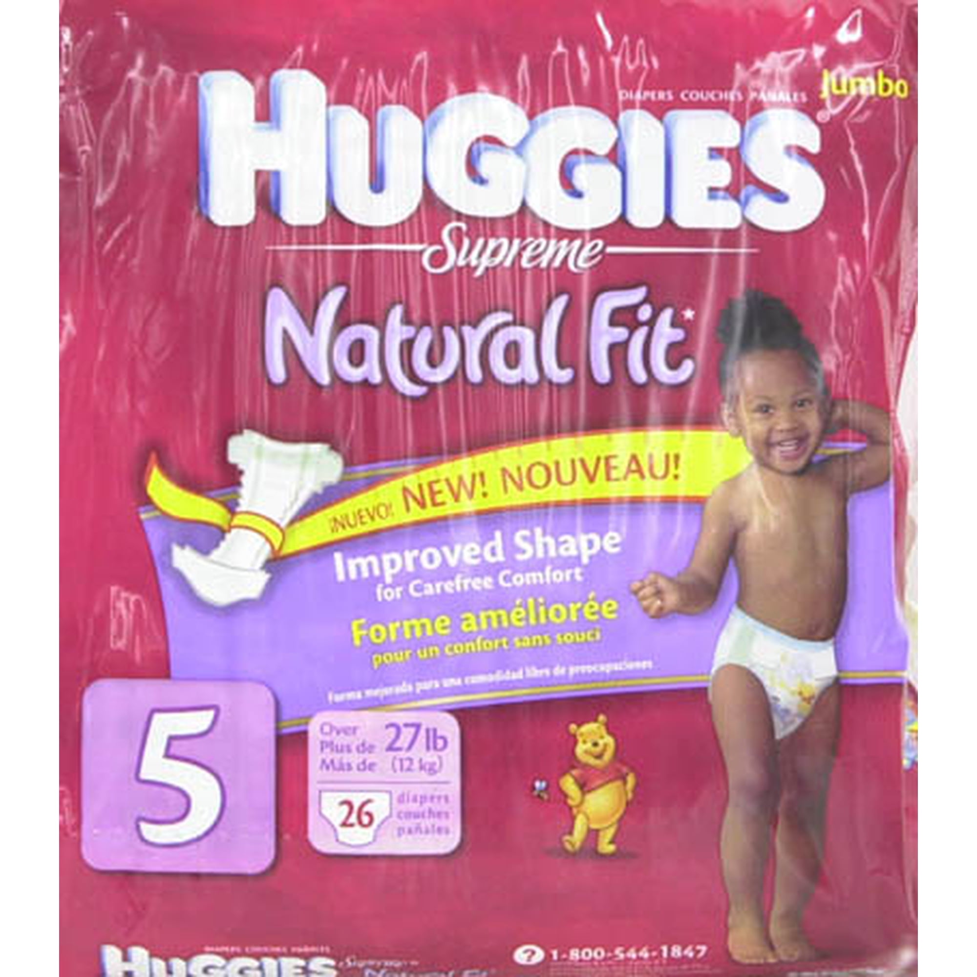 Huggies Supreme Natural Fit Diapers, Jumbo Pack, Size 5, 26 Count
