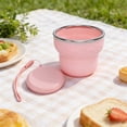 thumbnail image 1 of Vaso de agua plegable de silicona de 200 ml con tapa y cuerda colgante, vaso portátil para viajes, camping y exteriores, para bebidas frías y calientes., 1 of 6