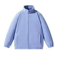 thumbnail image 2 of JUSLIO Fleece Mens Shirts Fleece Solid Tops Fashion Long sleeve Stand Collar Tops Sky Blue 2XL, 2 of 3