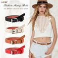 thumbnail image 4 of SUOSDEY Skinny Women Slim Leather Belt Silver Buckle Ladies Thin Waist Belts for Jeans Dresses, 4 of 5