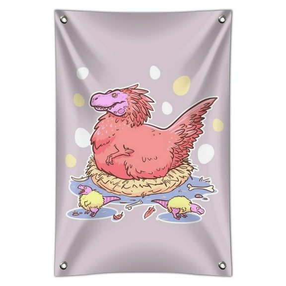 Feathered Tyrannosaurus Rex Dinosaur Nesting With Babies Home Business Office Sign