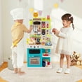 thumbnail image 2 of Costway Kids Kitchen Playset with Realistic Sounds Lights Play Sink 95 PCS Accessories Blue, 2 of 10