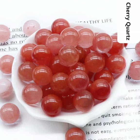 MATROOY 20pcs Cherry Quartz Stone Round Ball Crystal Sphere Rock 16mm Reiki Chakra