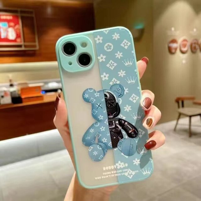 Funda de teléfono con oso violento para iPhone, carcasa con soporte transparente, todo incluido, para modelos 14, 13, 12, 11, XS, XR, 7, 8plus, Pro Max, superventas Fivean unisex