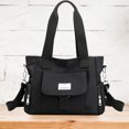 thumbnail image 4 of Bolso de hombro de nailon para mujer de compras de gran capacidad a la moda para el trabajo (negro), 4 of 7