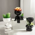 thumbnail image 4 of Macetero de cerámica de 1 pieza, contenedor de plantas humanoide sentado, decoración de mesa para el hogar, oficina y habitación, 4 of 5