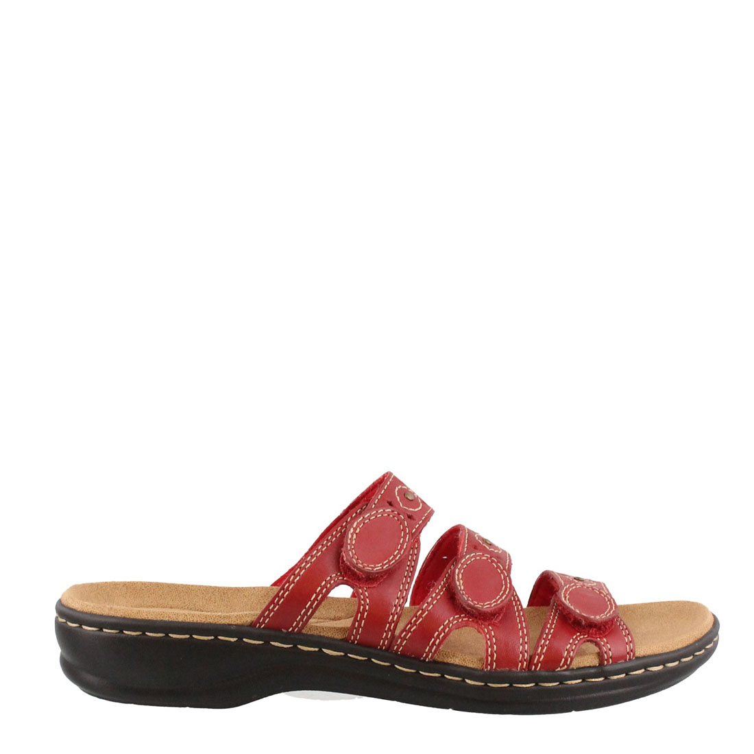 Clarks Collection Women s Leisa Cacti Q Flat Sandals Women Adult shoe size 7.5 Casual 26126068 Red Leather Walmart