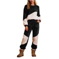 thumbnail image 2 of Yuyuzo Ensembles de Pyjamas pour Femmes en Molleton à Blocs de Couleur Vêtements de Détente Chandails en Molleton à Manches Longues Col Rond Pantalons Jogger Tenues 2 Pcs, 2 of 6