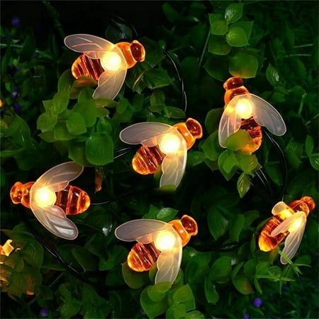 Honey Bee Wedding - Solar Powered Cute Honey Bee Shape Led String Fairy Light for Outdoor Garden Wedding Festival Decor Little bee 2 meters 20 lights solar (warm white)