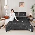 thumbnail image 4 of jejeloiu Cartoon Stars Moon Queen Comforter Set,Galaxy Strayy Sky Bedding Sets,White Black Bedding Comforter Set For Teens,Super Cozy Room Decor Reversible,3pcs, 4 of 8
