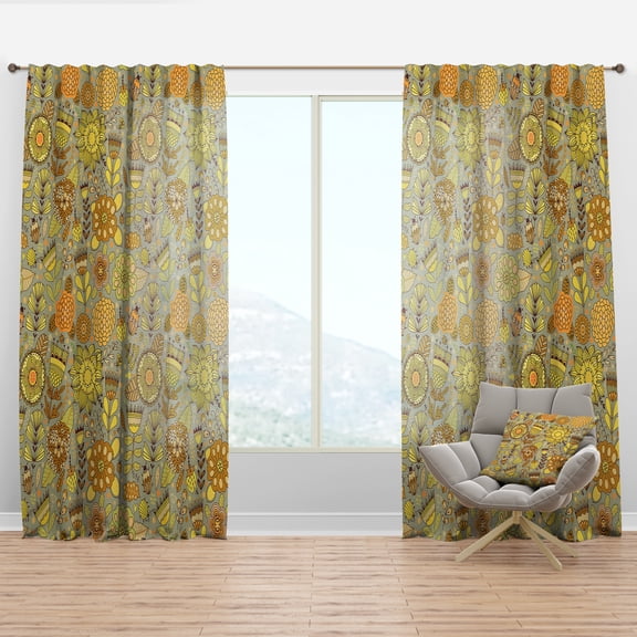 Designart 'Moods Yellow XXII' Modern & Contemporary Curtain Panel