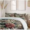 thumbnail image 6 of Ambesonne Leopard Duvet Cover Set, Roses Leaves Wild Animals, Queen, Peacock Green and Caramel, 6 of 6