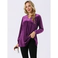 thumbnail image 4 of DARING DIVA Women's Velvet V Neck Long Sleeves Casual  Blouses XL Purple, 4 of 8