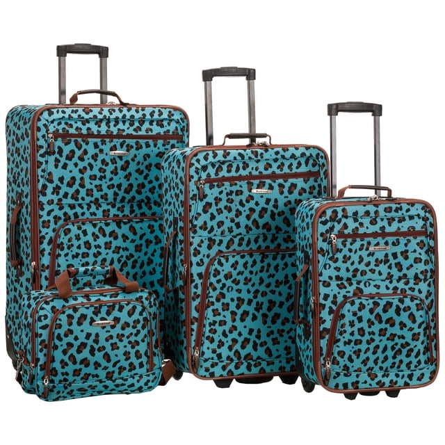 Luggage Rockland Jungle Softside Upright Blue Leopard, 4 piezas