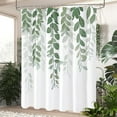 thumbnail image 2 of Sage Green Eucalyptus Shower Curtain for Bathroom, Watercolor Leaves on The Top Plant Shower Curtain Floral Botanical Decorative Fabric Shower Curtain Set with Hooks 72x72 Inch, 2 of 6