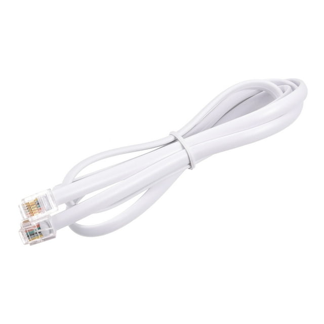 Unique Bargains Phone Extension Cord 3.28FT Telephone Cable Phone Line Cord RJ11 6P6C Plugs White 1pcs