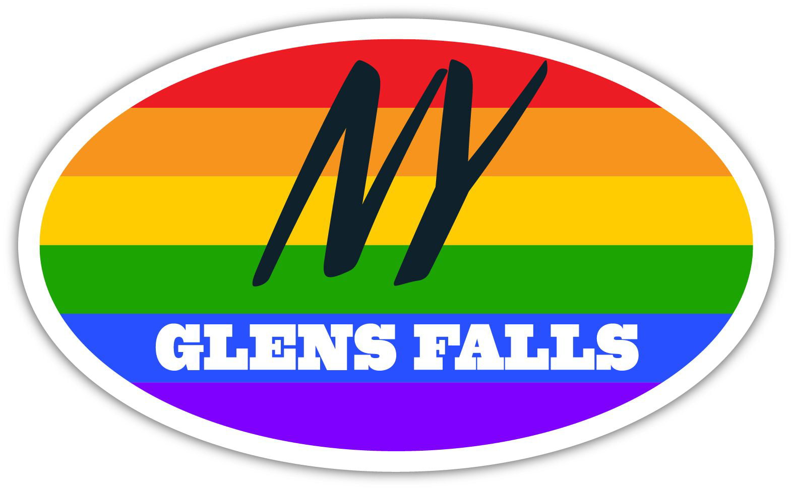 Glens Falls NY New York Warren County Rainbow Pride Flag 6 Stripes