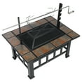 thumbnail image 2 of SinglyFire 37 Inch Fire Pit, Square Metal Wood Burning Fire Pit with BBQ Grill Grate & Tile Top Lid for Outdoor, Camping, Patio Heating, 2 of 9