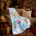 thumbnail image 3 of Starry Sky Cloud Cartoon Hot Air Balloon, Playful Woodland Scene, Warm Flannel Blanket for Cabin and Lodge, Wildlife Lovers Housewarming Gift, Celestial Home Decor, 3 of 9