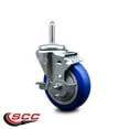 thumbnail image 2 of 4 Inch Blue Poly Wheel Swivel 5/8 Inch Threaded Stem Caster with Brake, 2 of 2