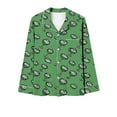 thumbnail image 5 of BRGZLK Women Casual Fashion Turn Down Collar Print Long Sleeve Nightwear Set Casual Soft Cozy Top Pants Pajamas Set Green XXL, 5 of 5