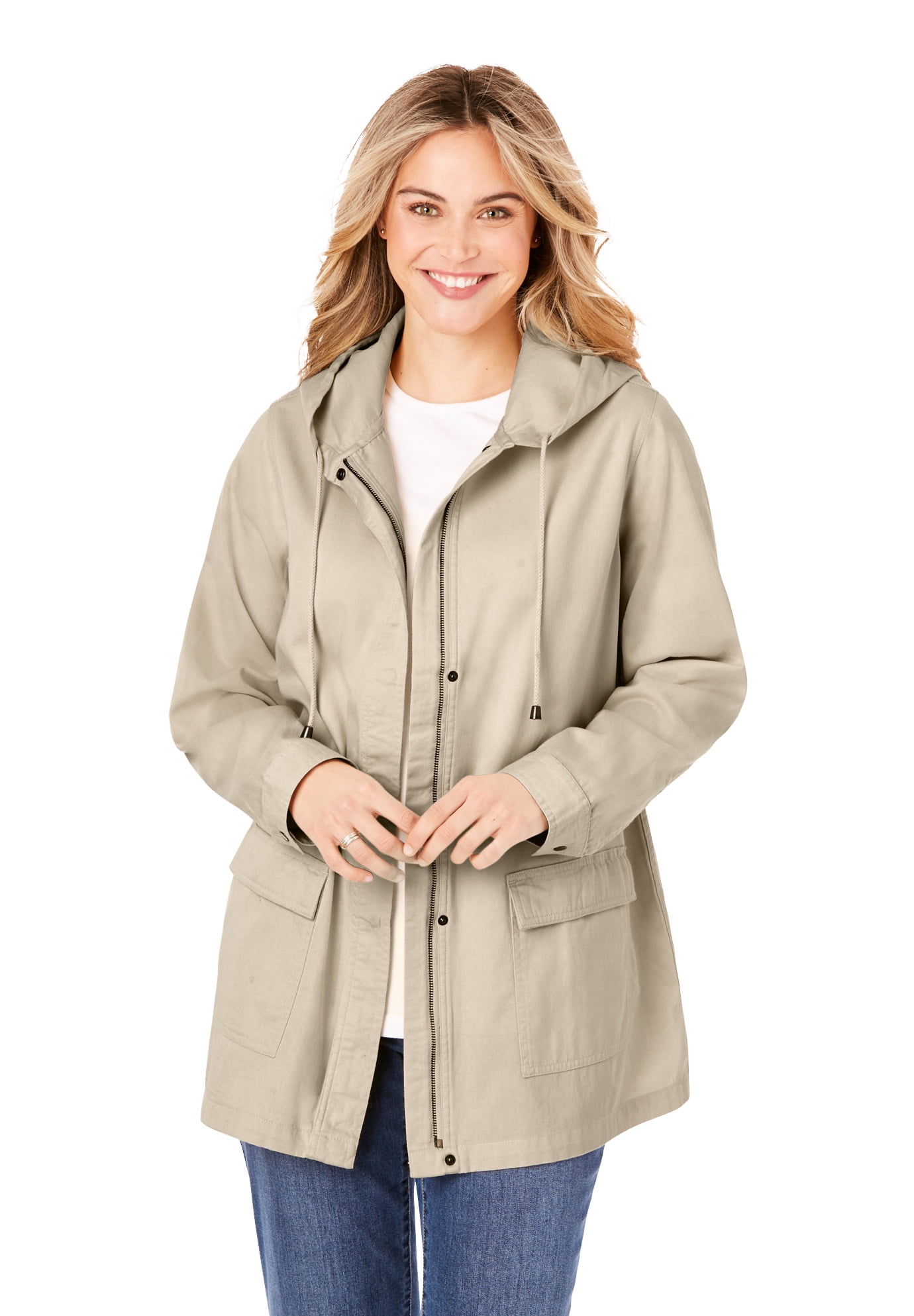 Woman Within Plus Size Lightweight Hooded Jacket - Walmart.com