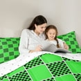 thumbnail image 5 of jejeloiu Classic Grid Bedding Comforter Set,Minimalism Geometric Checkered Twin Comforter Sets,Green Black Checkerboard Bedding Set For Girls Boys,Super Cozy Room Decor Reversible,2pcs, 5 of 8