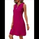 thumbnail image 2 of Vestido Informal de Corte A para Mujer, Sin Mangas, Cuello en V, Plisado, Suelto, 2025 Rosa Roja L, 2 of 9
