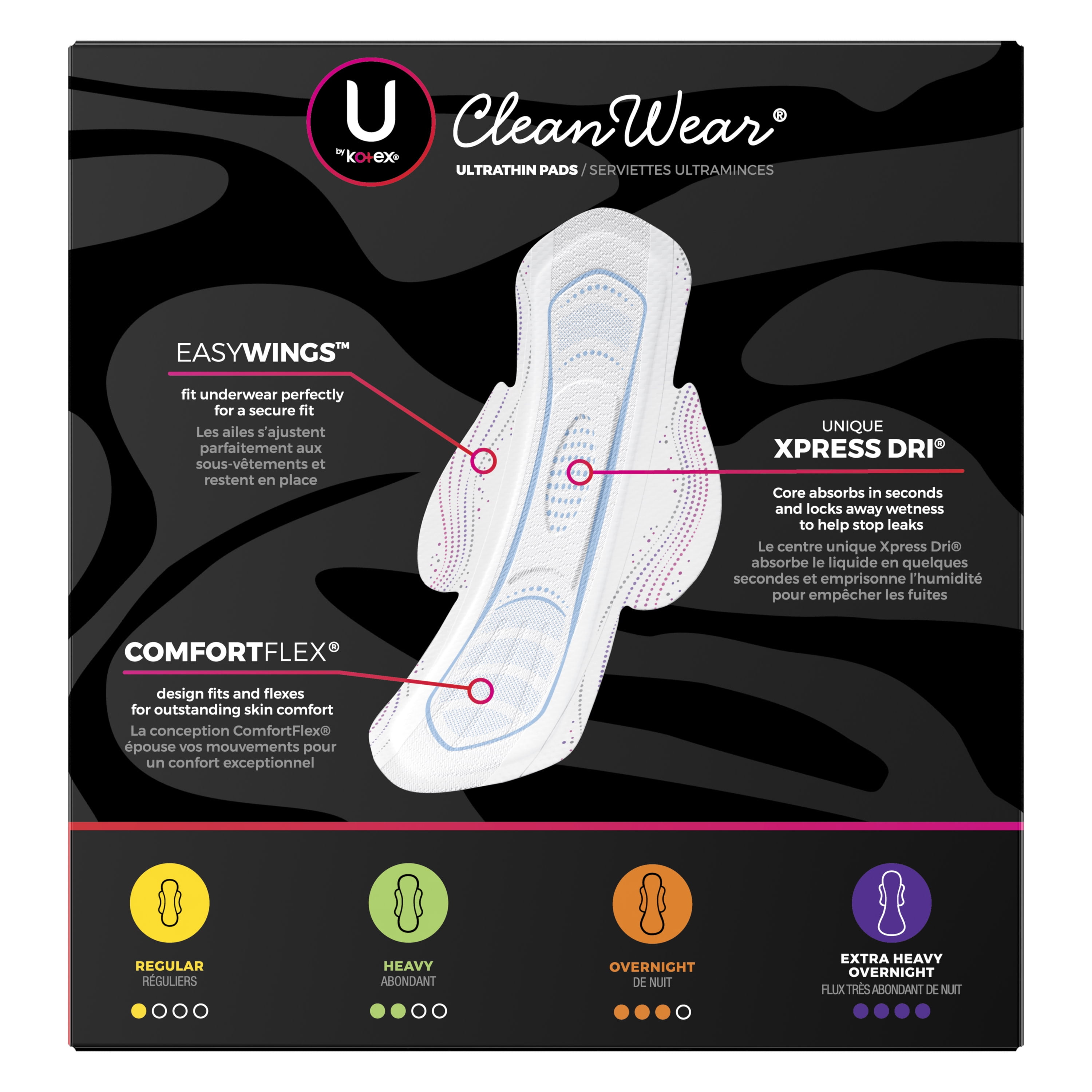 U by Kotex CleanWear Ultra Thin Feminine Pads with Wings, Heavy, 40 Count
