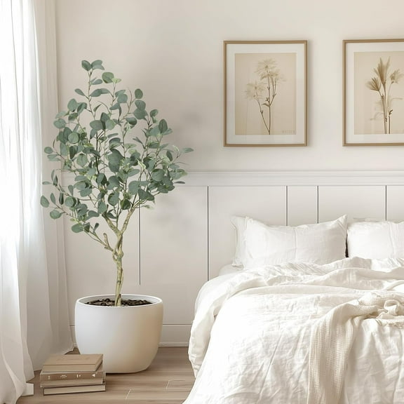 5FT Artificial Eucalyptus Tree | Faux Silver Dollar Leaves for Home & Office Decor