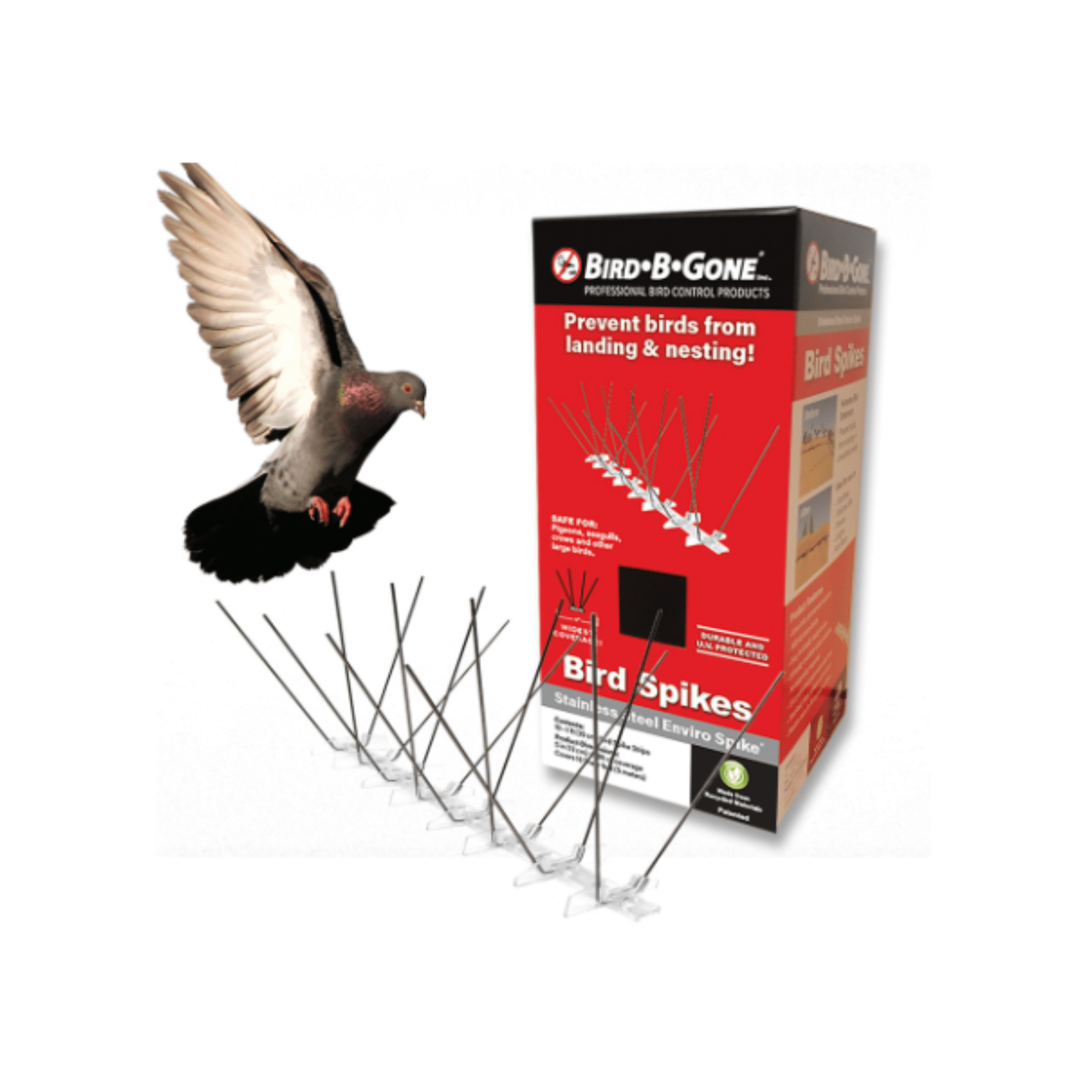 Bird-B-Gone Enviro Spike Stainless Steel Bird Spike, Deterrent Repellent, 10 ft. x 5 in.