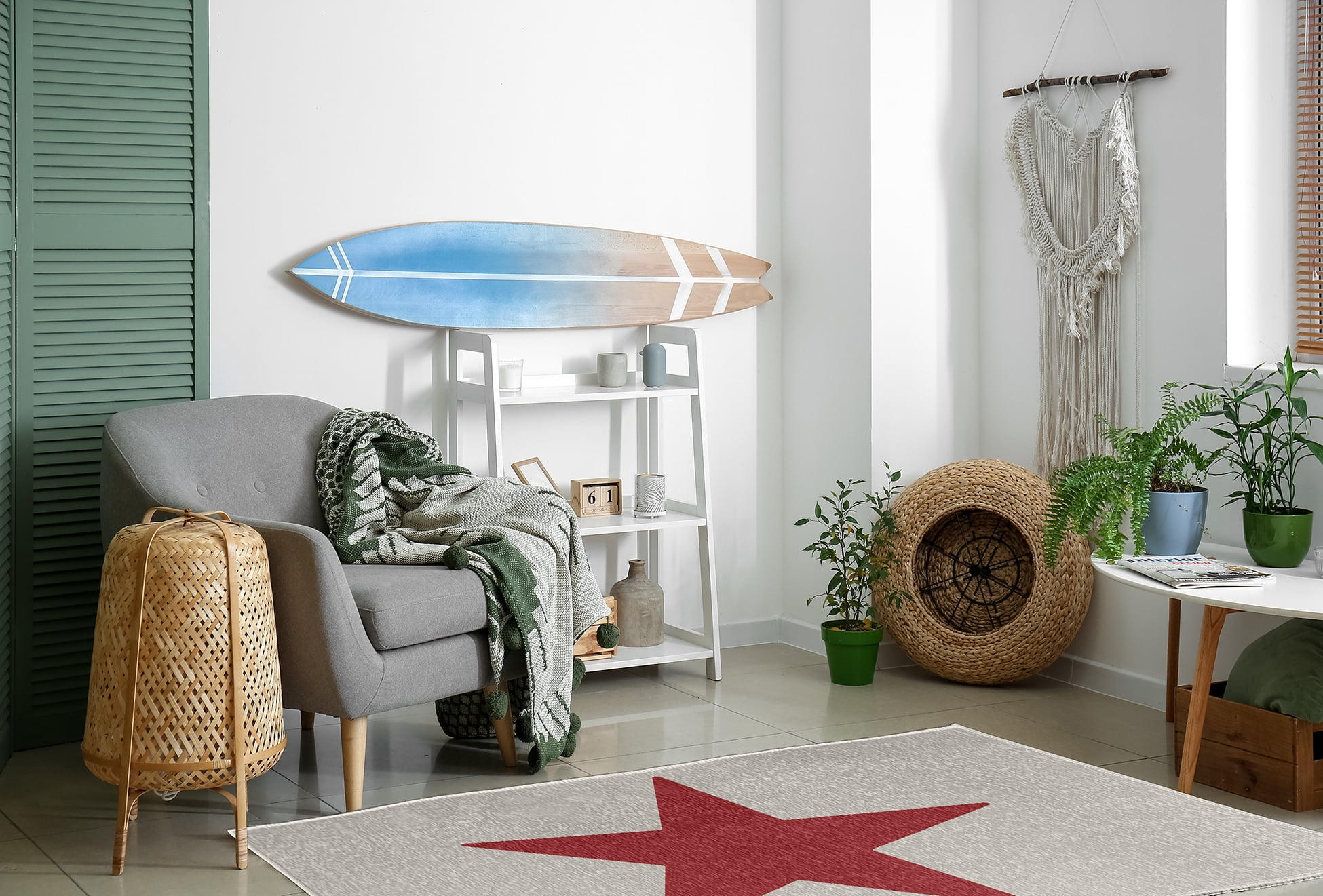 Simply Daisy 4' x 6' Big Star Chenille Rug, Ligonberry Red