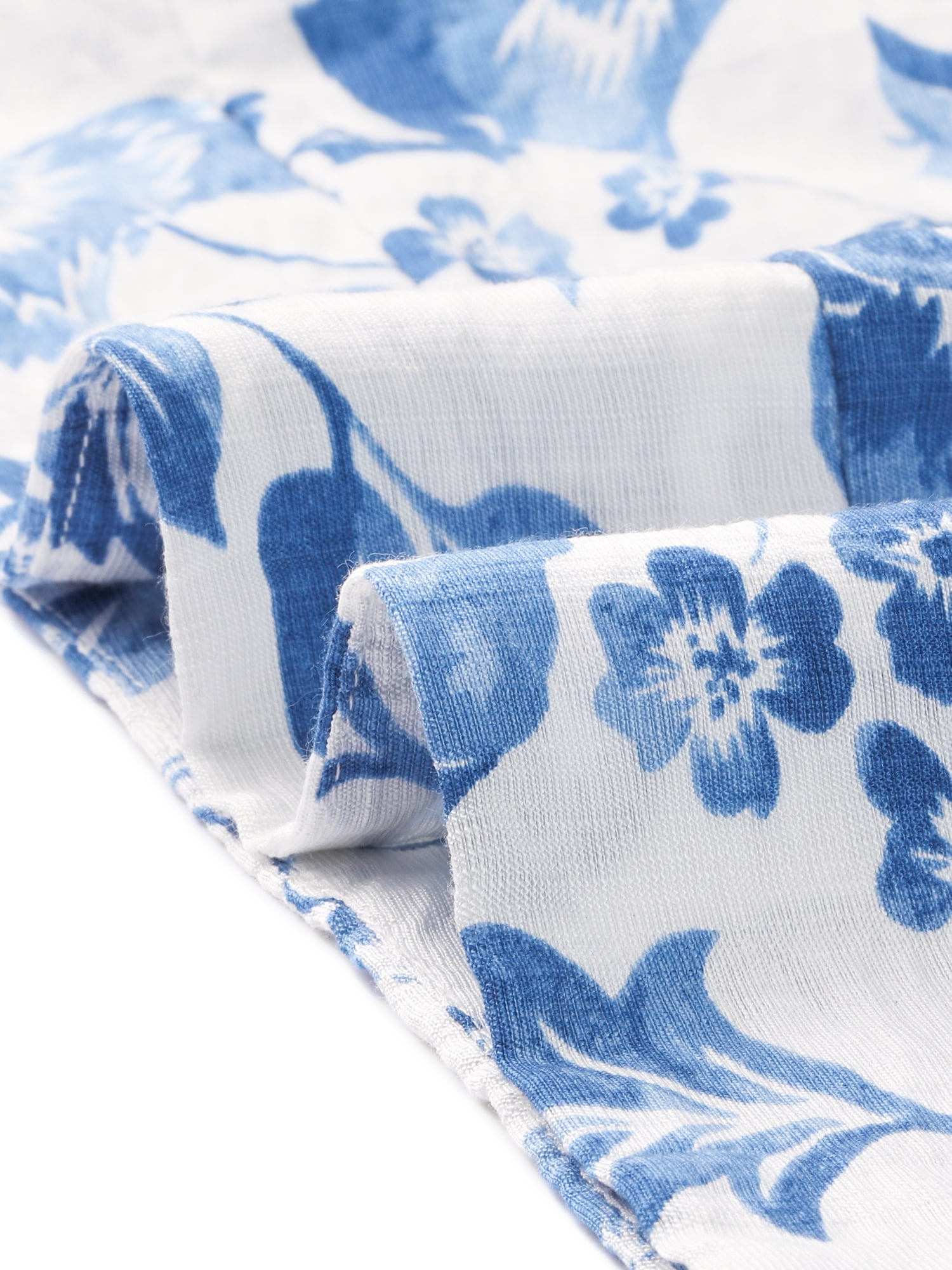 DARING DIVA Women's 3/4 Sleeve V Neck Boho Floral Button Decor Blouses S Blue