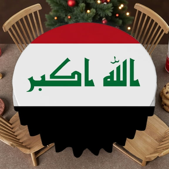 RKSupls 60 Inch flag iraq republic  Round Tablecloth, Kitchen Accessories - Festive Table Setting  Stain Resistant & Washable Decor, Wedding, Party, Holiday, Home Dining