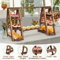 thumbnail image 5 of Ymokee Double 3 Tier Serving Tray, Wooden Cupcake Stand with Serving Platter, Dessert Table Display Set for Party Home Decor, Foldable, 5 of 13