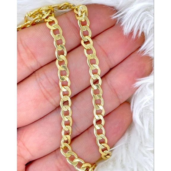 Solid 14K Gold Curb Chain 4mm, Man Gold Chain, Real Gold Gents Chain, 4mm Gold Curb Chain, 24inch