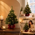 thumbnail image 5 of 23.6in Pre-Lit Tabletop Christmas Tree with Warm LED Lights,Artificial Pine Ornament with Red Velvet Base for Home Office Holiday Decor, 5 of 7