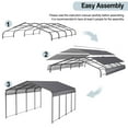 thumbnail image 6 of 12x20 FT Heavy Duty Carport Canopy, Outdoor Metal Carport Garage Canopy with Galvanized Steel Roof and Reinforced Frame, Pickup Boat Car Tent Shelter Storage Shed, Gray, 6 of 10