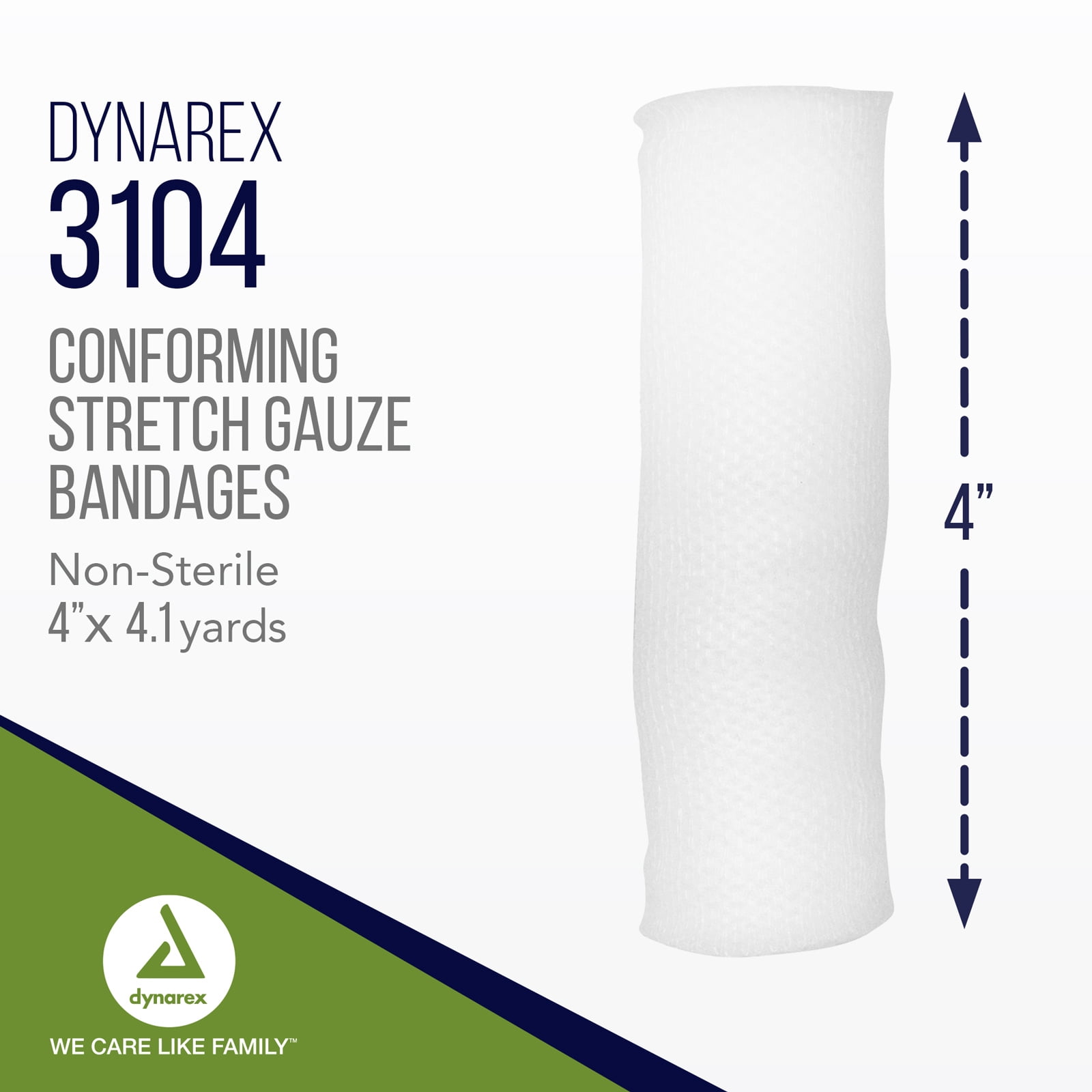 Dynarex Stretch Gauze Bandages, 4" x 4.1 yds, Non-Sterile & Latex-Free, Wound Care in Medical and Home Environments, 1 Case of 96 Dynarex Stretch Gauze Bandages
