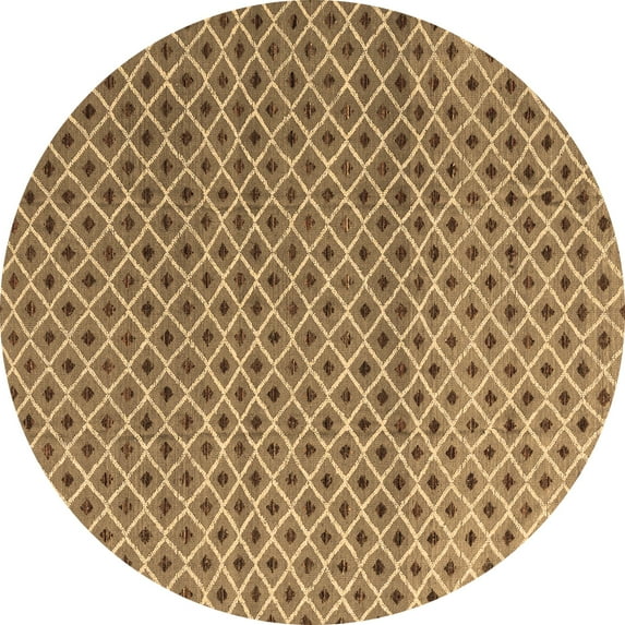 Ahgly Company Indoor Round Abstract Brown Modern Area Rugs, 7' Round