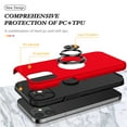 thumbnail image 4 of Feishell for iPhone 12 Mini Case, 360° Rotatable Ring Holder Kickstand Dual Layer Military-Grade Drop Tested Protection Support Car Holder Mount Magnetic Absorbing Bumper Phone Case, Red, 4 of 7