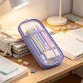 thumbnail image 5 of Double Layer Mesh Pencil Case Large Capacity Nylon Pen Bag Clear Stationery Storage Pouch For schooll Desk, 5 of 7