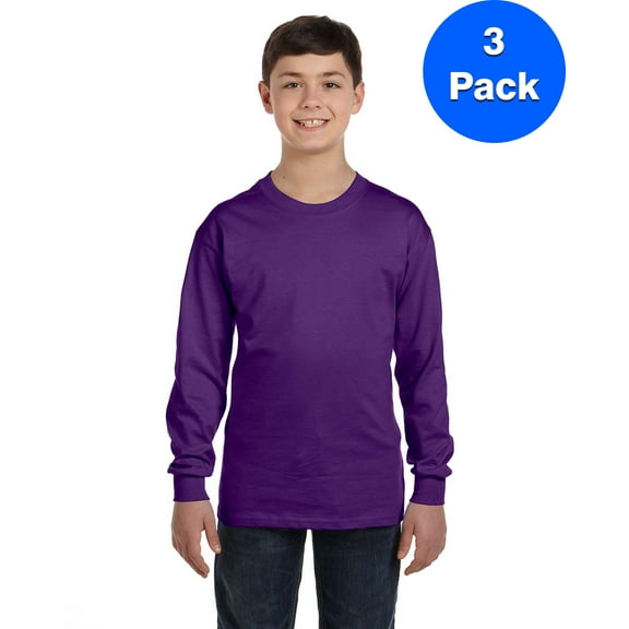 Boys 5.3 oz. Heavy Cotton Long-Sleeve T-Shirt 3 Pack