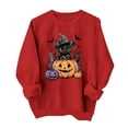 thumbnail image 2 of Trikvn Women's Fall Pullover Sweatshirt Black Cat Witch Hat Pumpkin Graphic Crewneck Long Sleeve Tops Casual Loose Fit Cute Halloween Shirts Apparel Comfortable Wear, 2 of 6