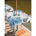 thumbnail image 2 of Outdoor Tablecloth with Umbrella Hole for Patio/Picnic/Party/Camping, Blue Grey Floral Waterproof Table Cloth Square Cover Washable, Botanical Leaves Spring Chic Flower (54"x 54"), 2 of 9